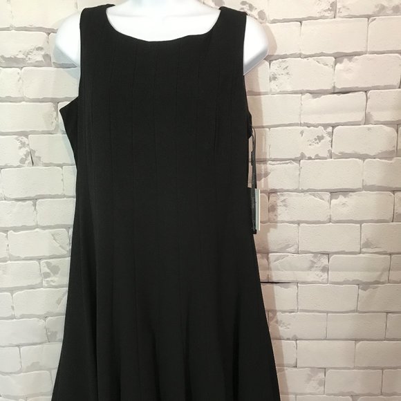Solid Boat Neck Sleeveless Fit + Flare Dress - Picture 1 of 5